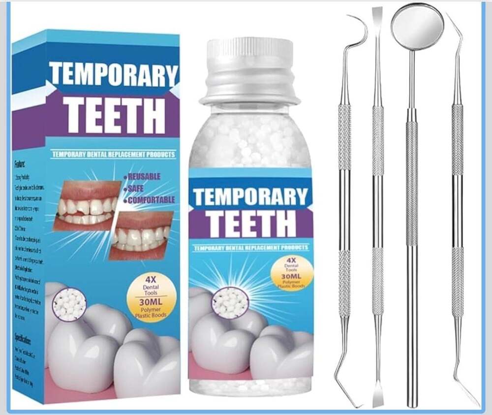 30ml Temporary Tooth Repair Kit with 4-Piece Dental Tool Set and Moldable Therma